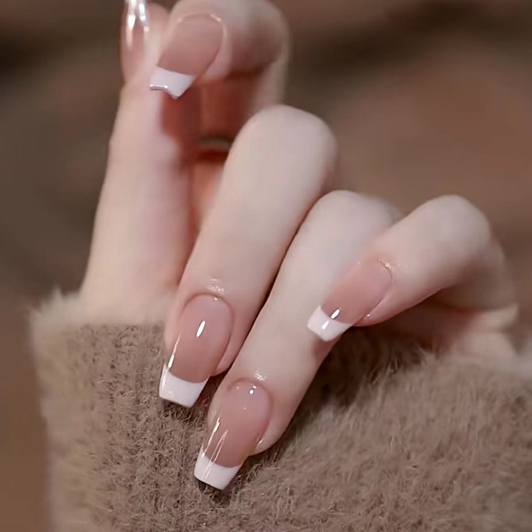 Elegant French Tip Press-On Nails  1791110396