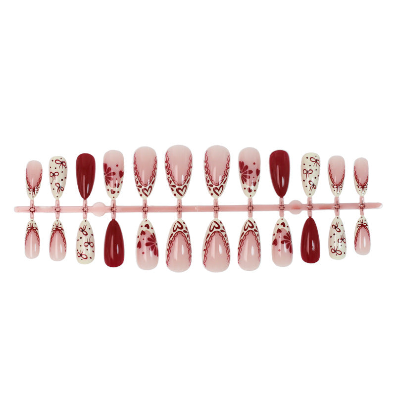 Artificial nail set with creative flower and diamond patterns Kalsten