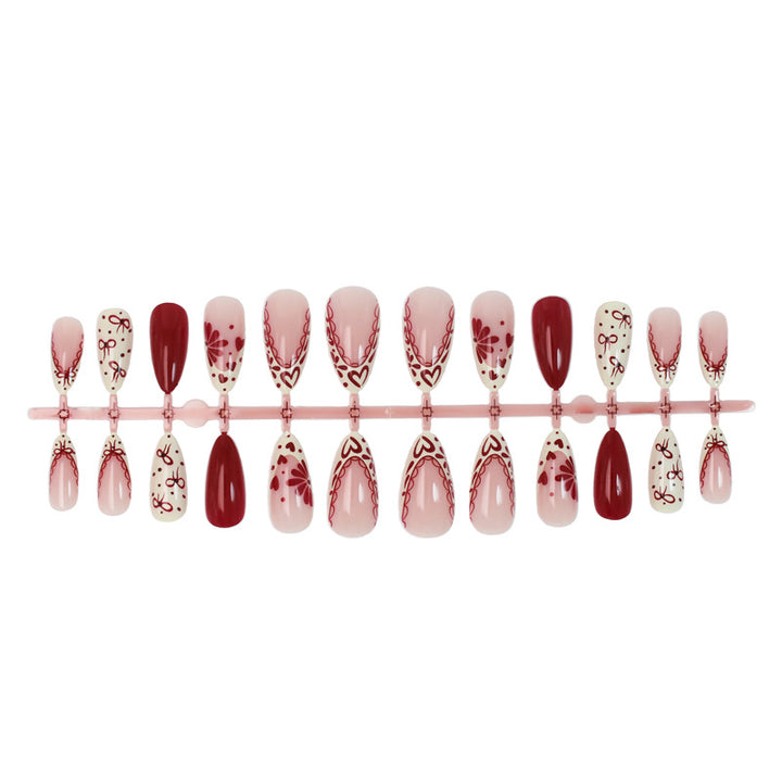 Artificial nail set with creative flower and diamond patterns Kalsten