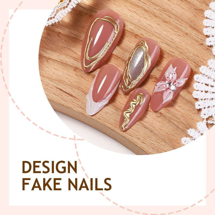 Artificial nail set with elegant flower and glitter elements Kalsten