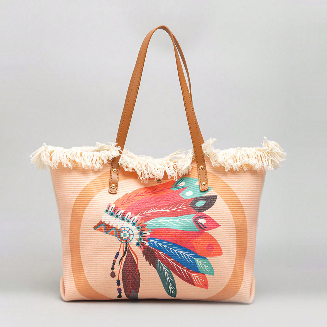 Beach bag with Unique Feather Design Kalsten