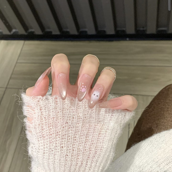 Artistic Long Stiletto Press-On Nail Set with Bow and Gemstone Accents Kalsten