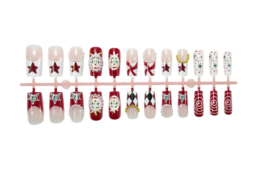 Acrylic nail set with creative horror patterns and glamorous 3D decorations Kalsten