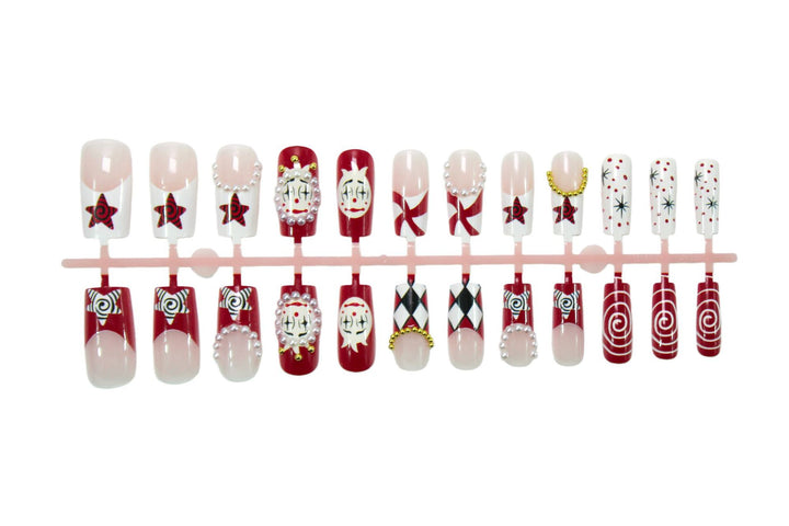 Acrylic nail set with creative horror patterns and glamorous 3D decorations Kalsten