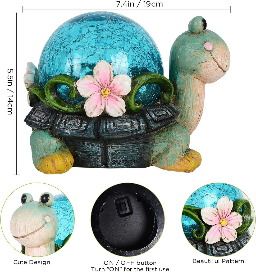 Solar Powered Succulent Turtle Garden Planter Night Light Ornament Kalsten
