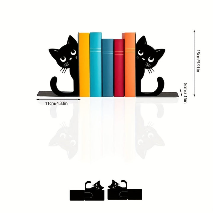 Cat-Themed Metal Bookends