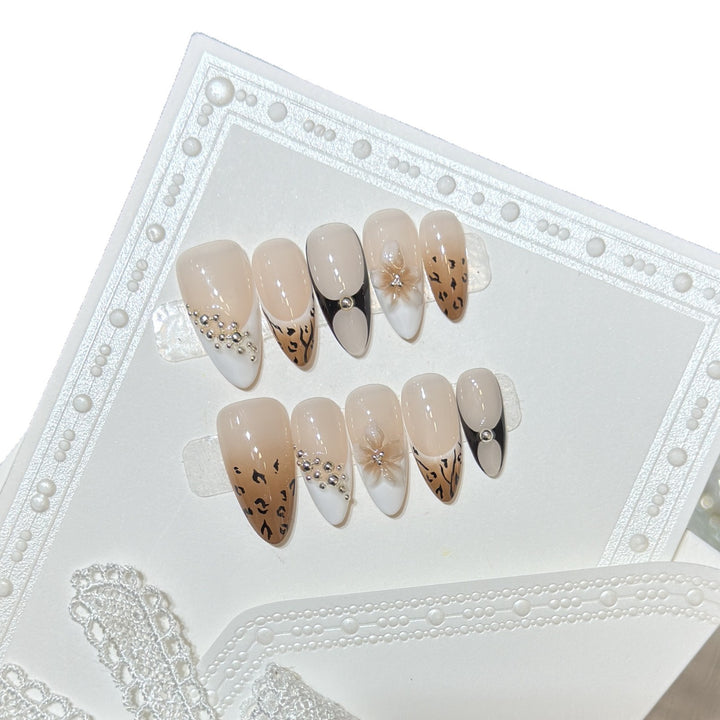 Artistic Leopard-Print Press-On Nail Set Kalsten