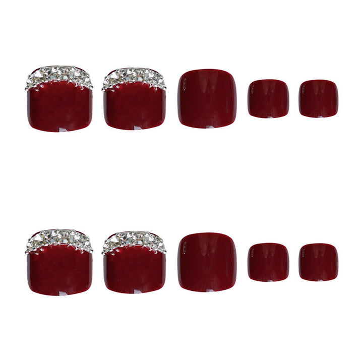 Glamorous Rhinestone-Accented Press-On Toenails Kalsten