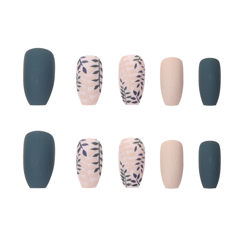 Decorative Leaf-Patterned Press-On Nail Set Kalsten