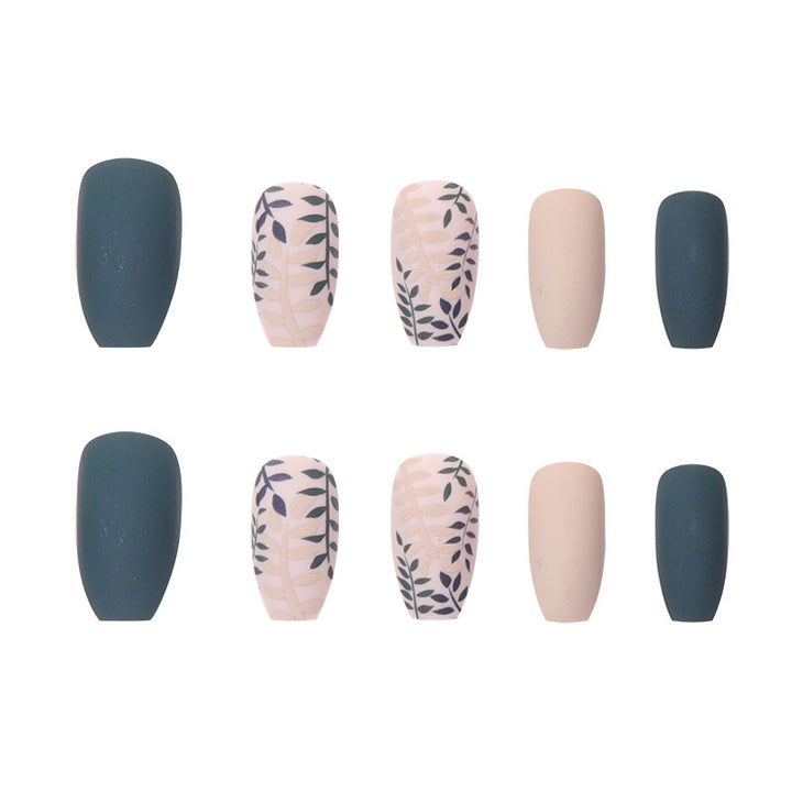 Decorative Leaf-Patterned Press-On Nail Set Kalsten