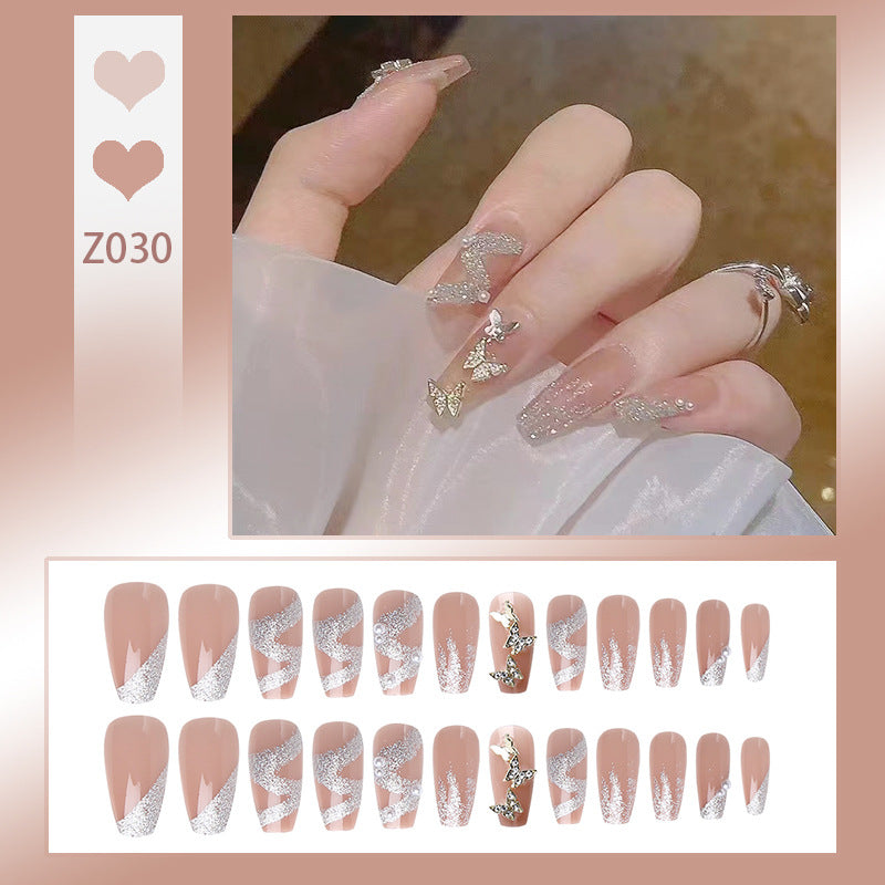 Artificial nail set with sparkling butterflies and glittering decorations Kalsten