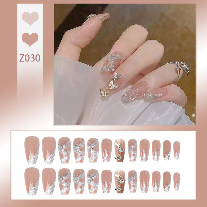 Artificial nail set with sparkling butterflies and glittering decorations Kalsten