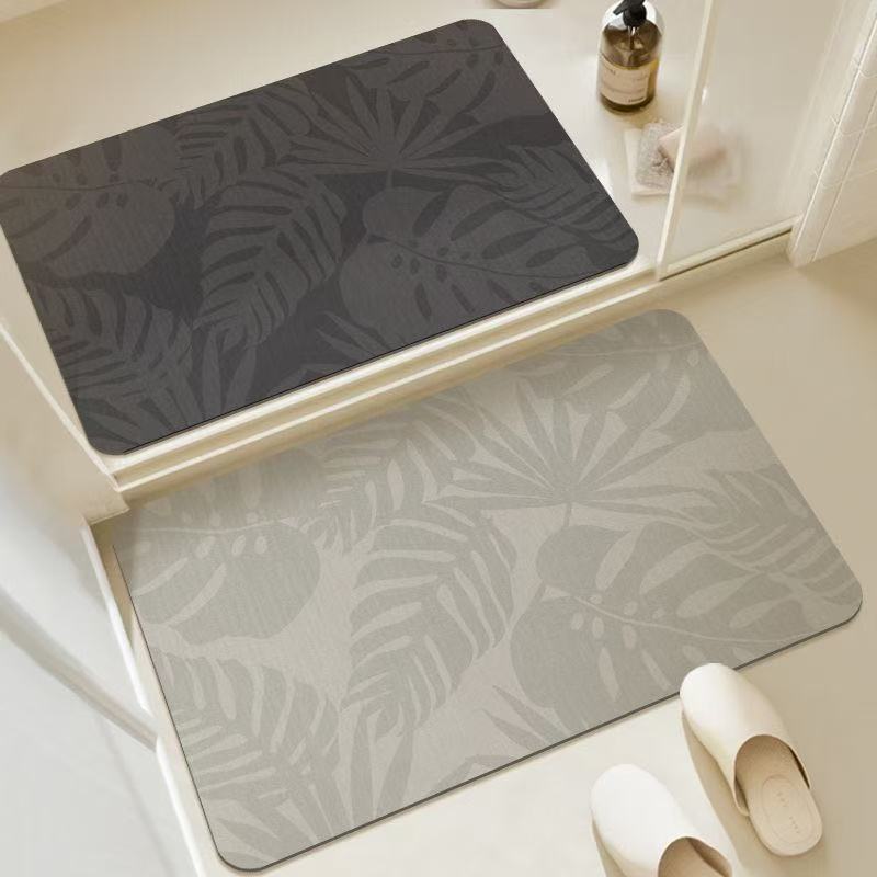 Decorative Leaf Print Bathroom Mat for Home