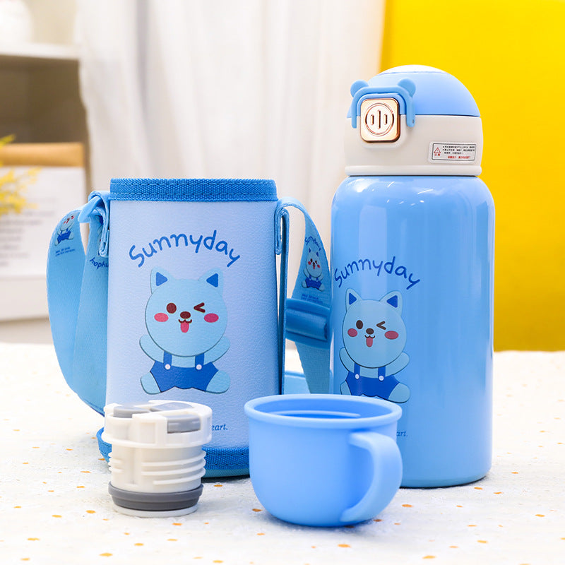 Women's Insulated Drinking Bottle with Cute Animal Design and Practical Carry Strap Kalsten