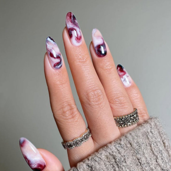 Elegant Marble Swirl Press-On Nails Kalsten