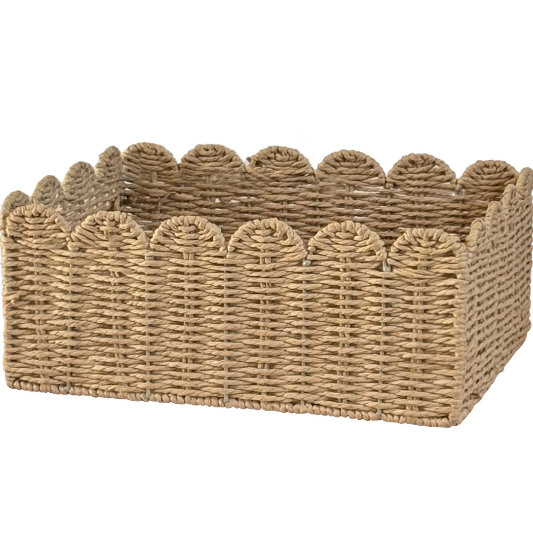 Handcrafted storage basket with playful wave edge Kalsten