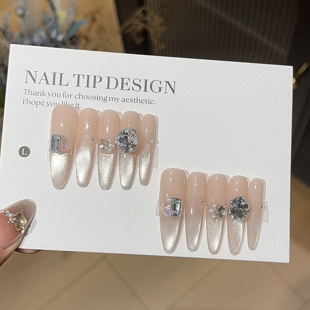 Glamorous Crystal-Embellished Press-On Nails Kalsten