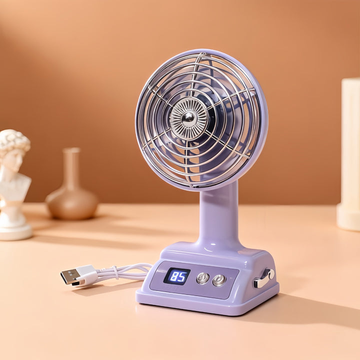 Ladies portable table fan with USB connection and digital speed display Kalsten