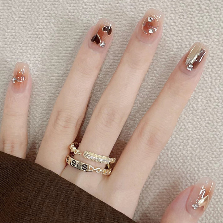 Elegant Heart-Themed Press-On Nail Art Set