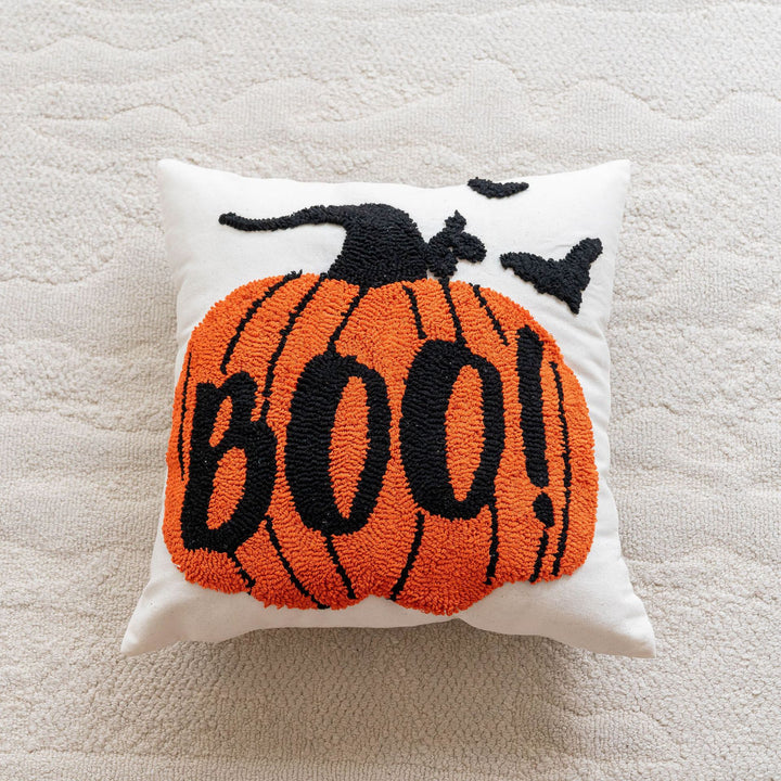 Decorative Hooked Chenille Face Accent Pillow Cover with Hidden Zipper