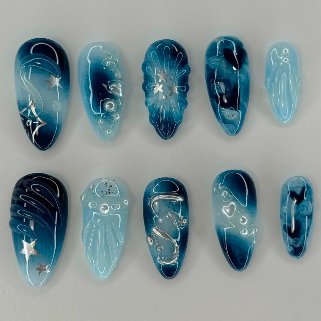 Artistic Ocean-Inspired Nail Art Set Kalsten