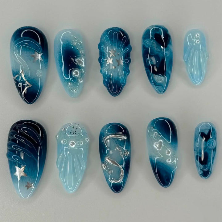 Artistic Ocean-Inspired Nail Art Set Kalsten