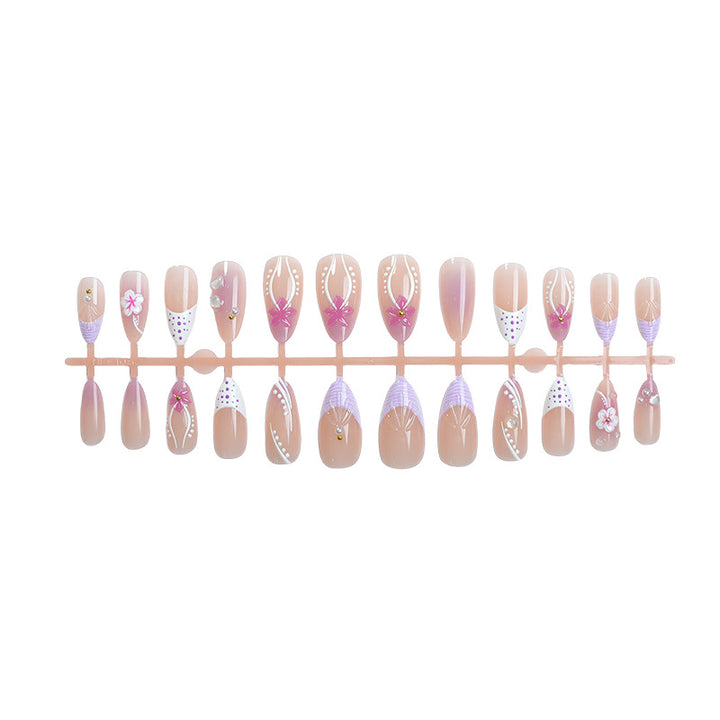 Elegant Floral-Embellished Press-On Nail Set