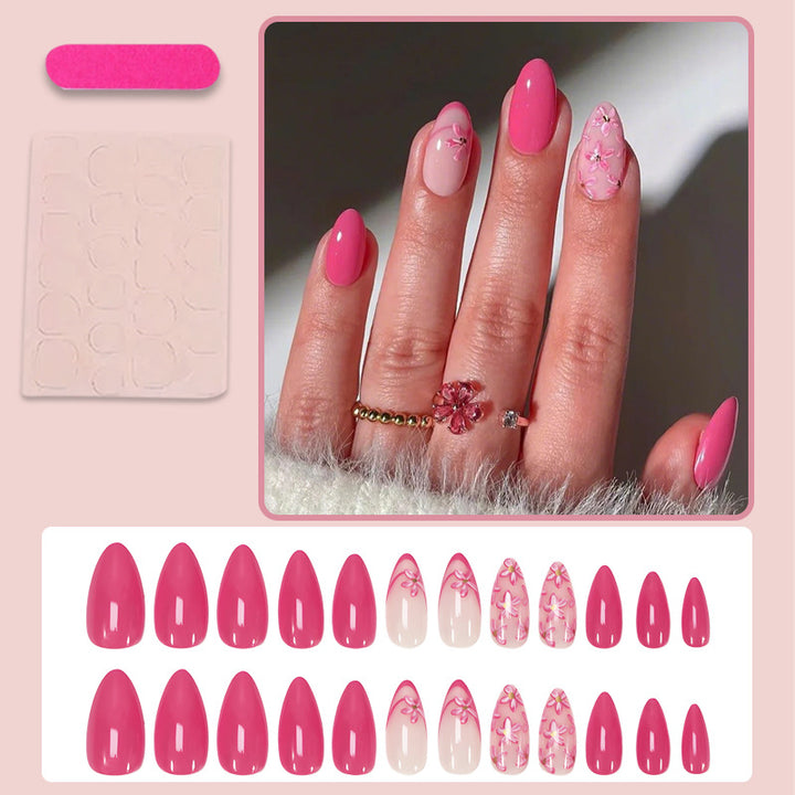 Artificial nail set with floral accents and elegant designs Kalsten