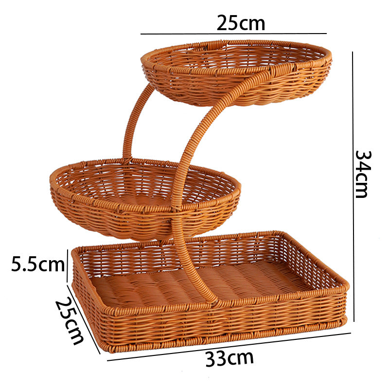 Two-Tiered Woven Fruit Display Stand Kalsten