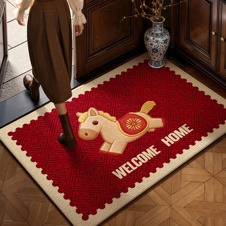 Decorative Welcome Mat with Playful Pony Design