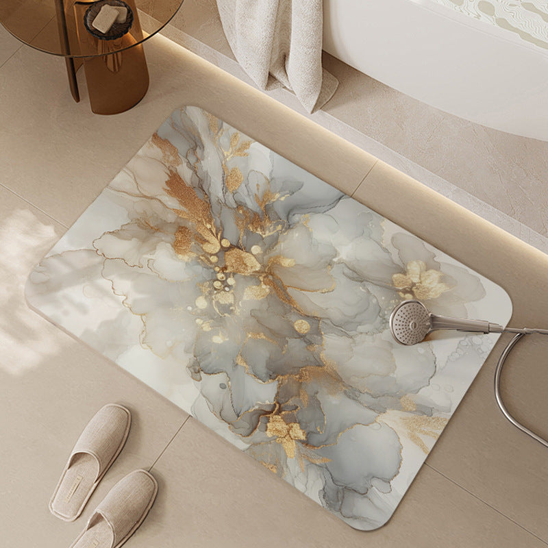 Artistic Floral Print Bath Mat