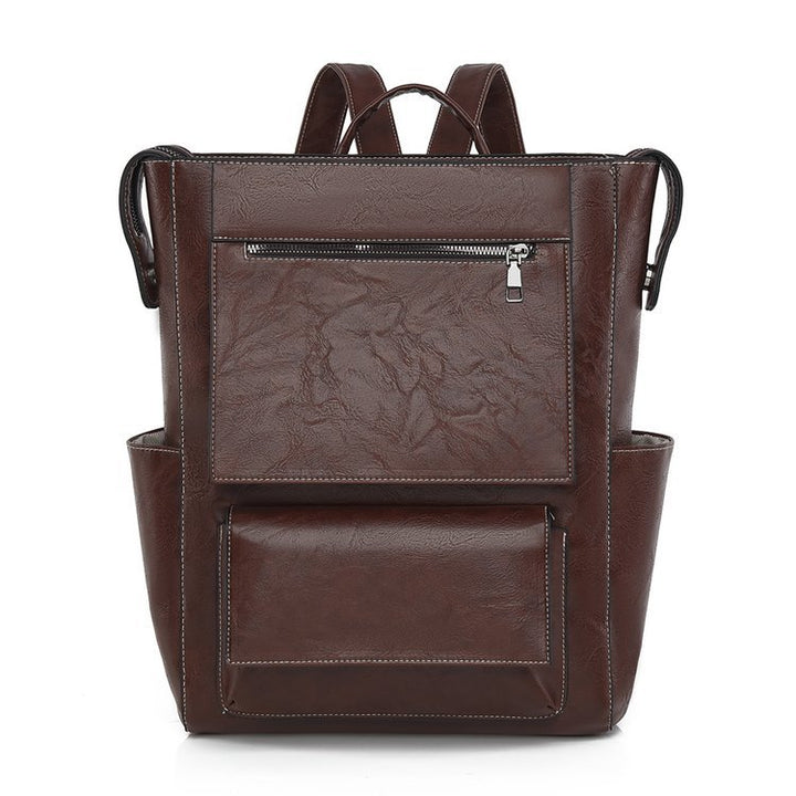 Multi-Pocket Genuine Leather Backpack Kalsten