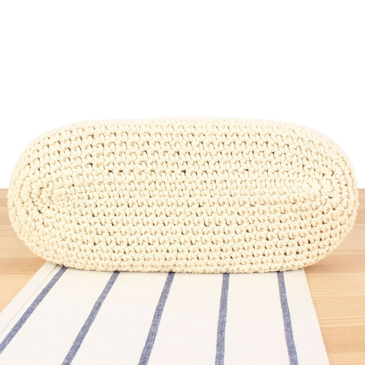 Handbag made of hand-knotted natural material with leather accents Kalsten