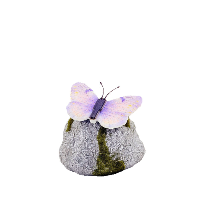Decorative Solar-Powered Butterfly Perched Stone LED Garden Accent Kalsten