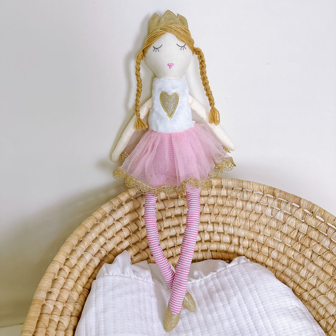 Handcrafted Linen Ballerina Doll with Layered Tulle Skirt