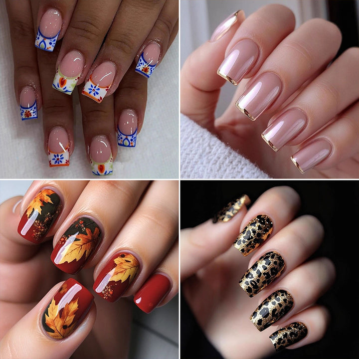 Elegant Artificial Nails with French Manicure and Glitter Effects Kalsten