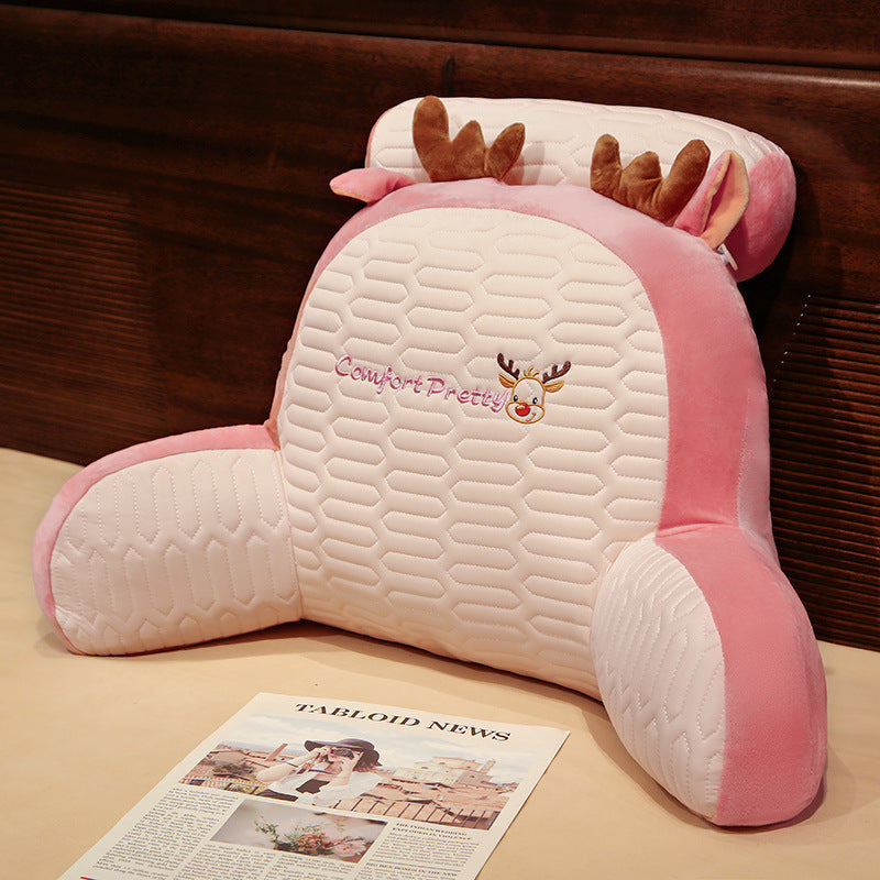 Ergonomic reading pillow with armrests, neck roll and non-slip cover