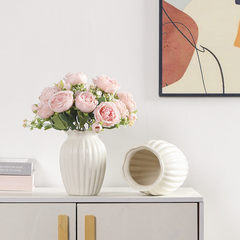 Elegant Textured Ceramic Flower Vase Kalsten 1790310358