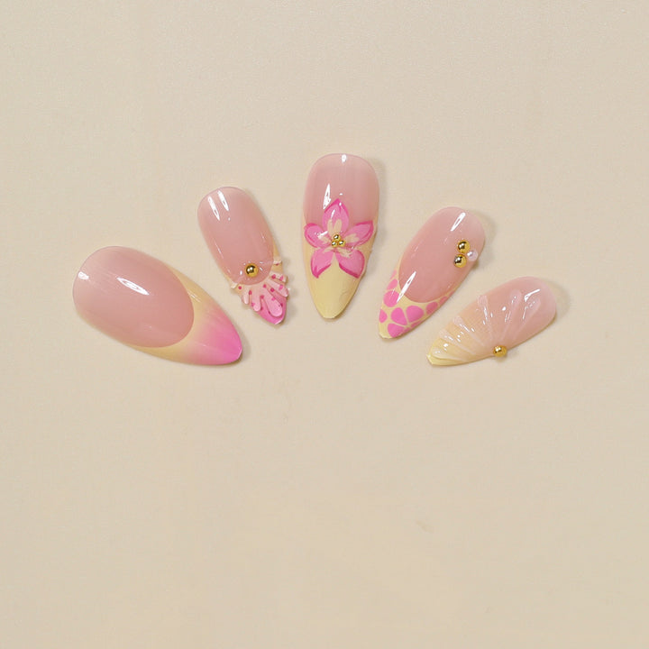 Floral Embellished Stiletto Nail Art Tips Kalsten
