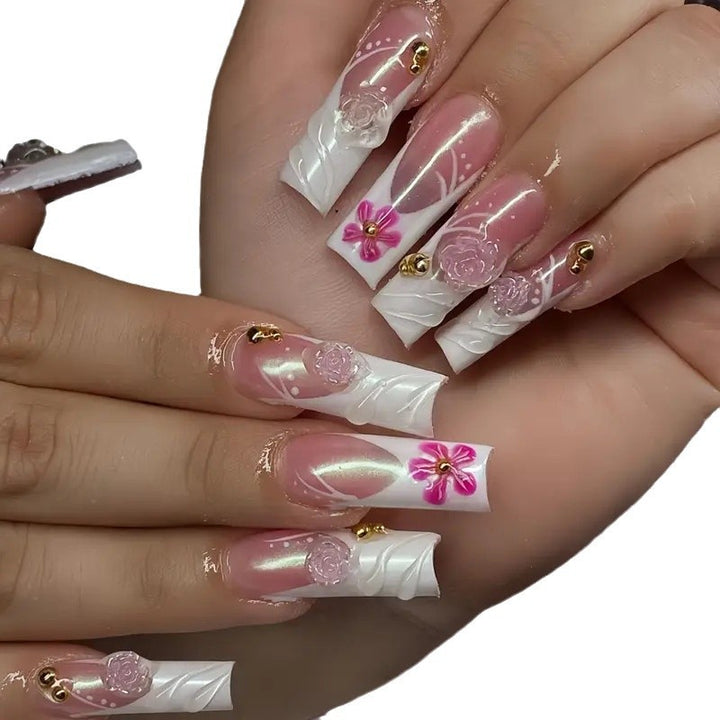 Elegant Floral Acrylic Nail Enhancements Kalsten 1789447194