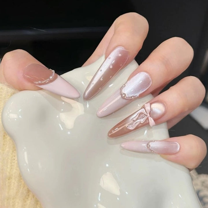 Artificial nail set with elegant tips and crystal accents Kalsten