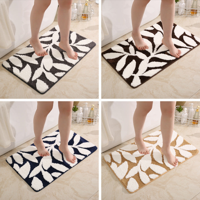 Leaf Patterned Luxury Bath Mat Kalsten