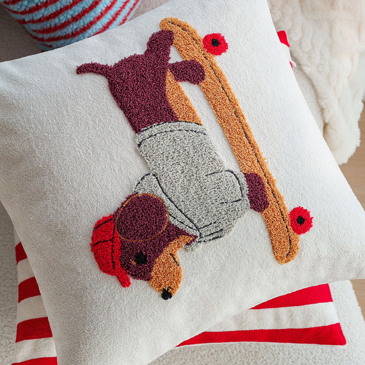 Striped tufted cushion cover with plush bouclé look and concealed zipper Kalsten