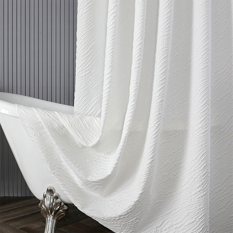 Textured Leaf Motif Shower Curtain Kalsten