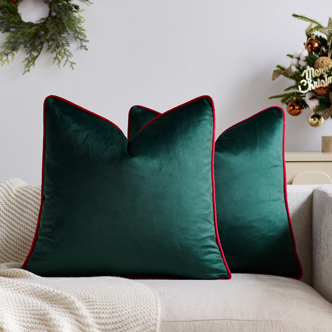 Luxury Velvet Throw Cushion with Contrast Piping