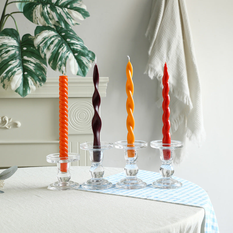 Sculptural Ribbon-Twist Taper Candle Set