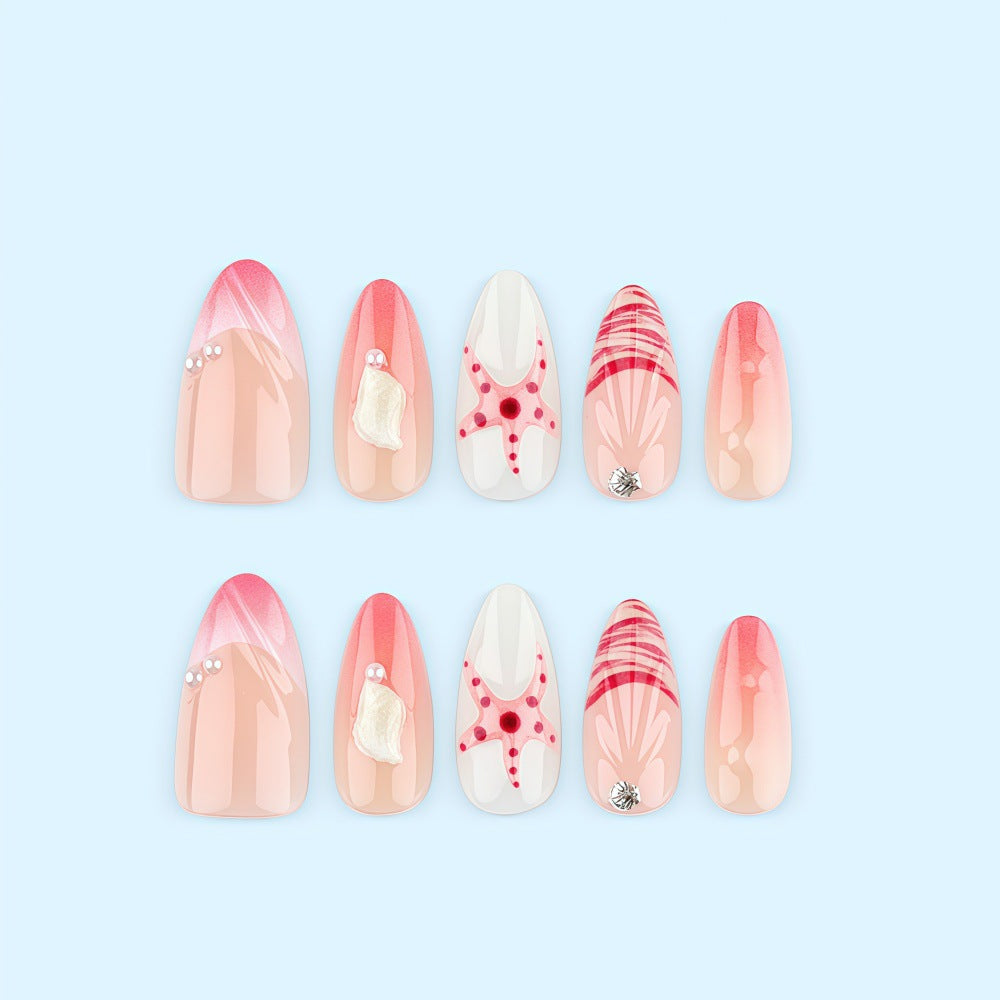 Elegant sea motif artificial nails Kalsten
