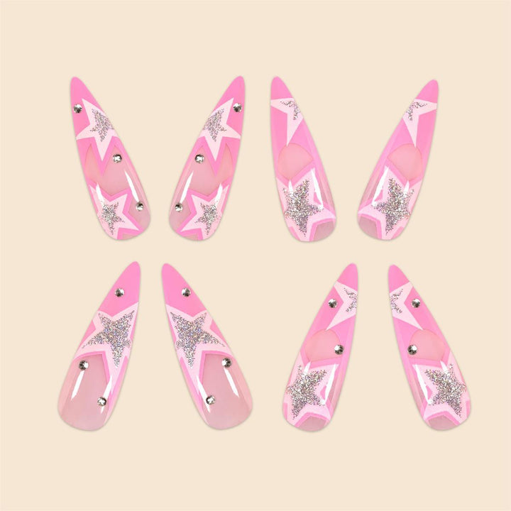 Starry Themed Stiletto Nail Art Extensions