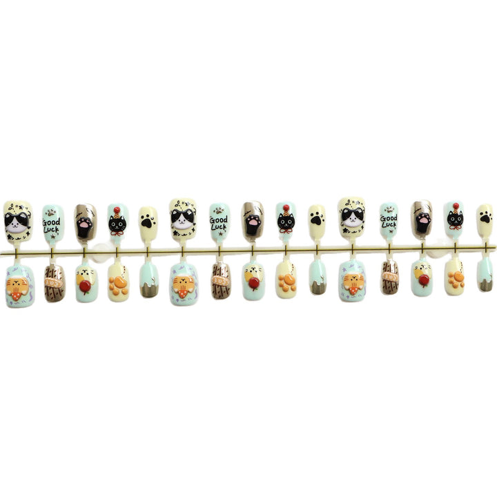 Whimsical Animal-Themed Press-On Nail Art Set Kalsten