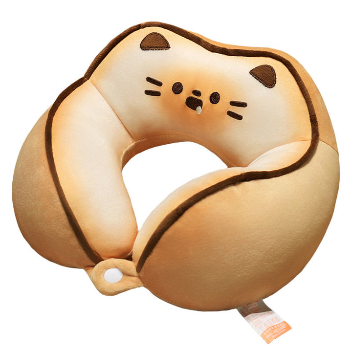 Plush neck pillow with memory foam and cute bear design